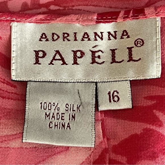 Adriana Papell Silk Pink & Red Floral Print Wrap Jacket Vintage Size 16 NWT - Picture 11 of 16